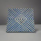 Vintage Textured Geometric Art Deco  Fireplace  Decor Blue Tile Set 3 Pieces