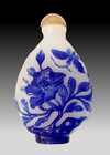 Old Chinese Peking Blue Overlay Glass Snuff Bottle
