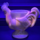 Boyd Yellow cadmium Slag Glass Rooster Egg Cup   Toothpick Holder U v  Reactive