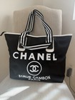 Chanel Rue Cambon Large Black white Logo Tote Bag W  Pouch Zip Closure - Vip Bag