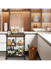 Bar Cart Wine Glass 3 With Basket Tier Home Rolling Rack W wheels Mobile Kitchen
