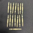 Vintage Celluloid Carved Floral Appetizer Toothpick Holder W 15 Picks Hong Kong