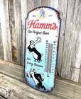 Hamm s Hamms Beer Bear Thermometer 17  Metal Aluminum Sign Garage Bar Decor New