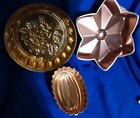 3 Vintage Jello Molds  Circle  6 Point Star  Fluted Oval