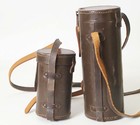 C14163  Two Vintage Leica Leitz Brown Leather Lens Cases     8 Inches   4 5 Inches