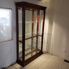 Display Case For Collectables Built In Light Wood And Glass Magnetic Antique 