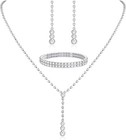 Hypoallergenic Silver Wedding Jewelry Set  Necklace  Bracelet  Dangle Earrings