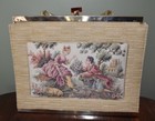 Vtg Tyrolean Ny Tapestry Hand Bag Frame Bag Purse Metal Handle Large Rococo Art