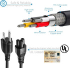 Ul Listed 3 6 10ft 3 Prong Mickey Mouse Universal Ac Power Cord 3 Prong  nema 5-