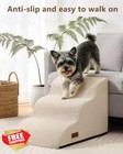 Aodisman 3 Step Dog Stairs Beige Ramp