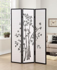3-panel Oriental Shoji Room Divider Screen  Black