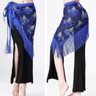 Women Belly Dance Costume Triangle Sequins Mesh Fringe Hip Scarf Belt 5 Colors