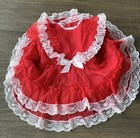 Vintage Sheer Party Dress Red Ruffles Pageant 24 Months Toddler