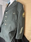 Vintage Us Army Dress Green Service Coat Jacket 46r Military Uniform W  Patches