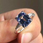 5 00ct Emerald Cut Natural Blue Tanzanite   Diamond 14k Real White Gold Ring