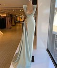 Sexy Mermaid Long Prom Dresses Beads Lace Appliques Evening Gowns Sweep Train