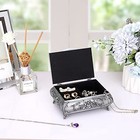 Vintage Music Box Metal Musical Jewelry Box Keepsake Box  Small Trinket Silver