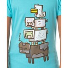 Girls Minecraft Animal Totem Short Sleeve Slim Fit Blue Tee  S  6 6x   Or M  8 