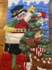 Finished Vtg Bucilla Embroidery Crewel Christmas Stocking Santas Helper Complete