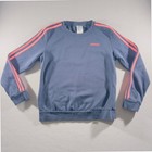 284  adidas Essentials Womens Medium 3-stripe Crewneck Sweatshirt Navy Pink