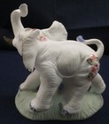 White Bone Bisque Elephant 5  Tall Figurine Gilt   Hand Painted Glazed Accents