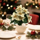 6 Pack Yellow Christmas Artificial Poinsettia Flowers Silk Bush Bouquet