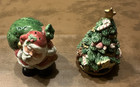 Vintage Fitz   Floyd Santa Claus   Christmas Tree Salt   Pepper Shaker Set 1992
