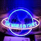 The World Is Yours Neon Sign  Blue Planet Led Home Decor Party Man Cave