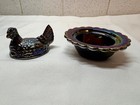 Vintage Mosser Amethyst Carnival Glass Hen On Nest  salt  