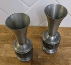 Set Of 2 Vintage Norwegian Pewter Metal Viking Vase Norway  Scandinavian Art