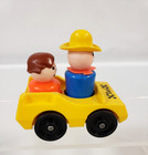 Vintage Fisher Price Little People Taxi With 2 Figures