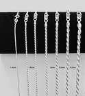 Italian Solid 925 Sterling Silver Rope Chain Link Necklace Silver Mens Womens