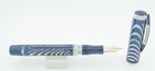 Visconti Skeleton Ripple Blue Sterling Silver Ltd Ed Fountain Pen - 18kt Nib