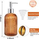14 Oz Amber Glass Soap Dispenser With Silver Plastic Pump   Funnel  Refillable L