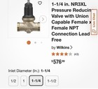 Zurn Wilkins 1-1 4 Inch Pressure Reducing Valve Nr3xlduc Double Union Copper Swt