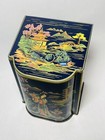 Vintage Daher Asian Motif Tin Box Cobalt Blue Made In England