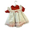 Mayfair Vintage Baby Girl Red Dress White Lace Pinafore Set Floral 18 Months