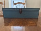 Antique Blue Metal Box 12   x5   x3-1 4   