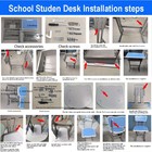 Kids Desk And Chair For Age 3-18 School Study Height Adjustable Children Used