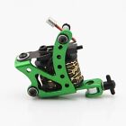 Handmade Green Steel Frame Tattoo Machine 10 Wrap Coils For Liner Shader