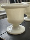 Vintage Macbeth Evans Custard Glass Mini Urns  Wheat Design Set Of 2 Glows 