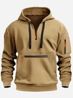 Men s Hooded Hoodie Zipper Multi-pocket Pullover Jacket Sports Casual Sweatshirt