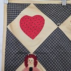 Vtg Raggedy Ann Andy Primitive Heart Wall Quilt Hanging 35 x27 