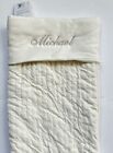Pottery Barn Channel Quilted Velvet Large Christmas Stocking  michael  Ivory New