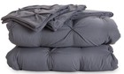 4 Pc Comforter Set Pinch Pleat Down Alternative   Charcoal   King 104 X 92  new 