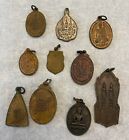 Lot Of 10 Vintage Metal Thai Buddhist Double-side Monk Amulets Lot  4