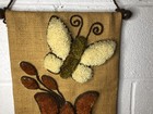 Vintage Retro 1970   s Latch Hook Yarn Hanging Wall Tapestry Floral Flowers 34   