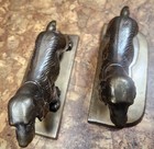 Vintage Frankart Inc  Brass Dog Bookends Hound Spaniel Heavy Art Deco