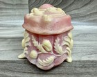 Vintage Incolay Handcraft Trinket Jewelry Box Pink Stone Roses Ornate