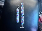 Vintage Signed Shawn Cayatineto Navajo Sterling Silver Multi-stone Inlay Link Br
